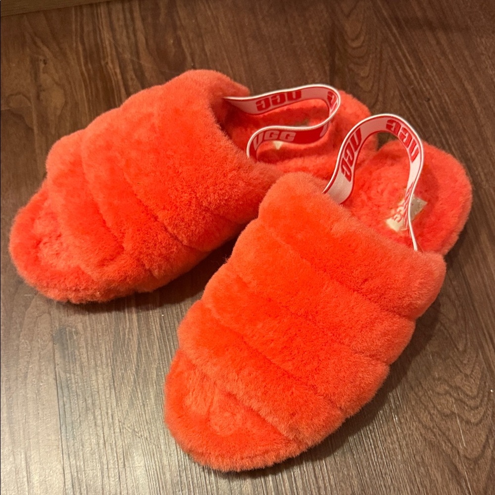 UGG Vibrant Orange Fluffy Slippers